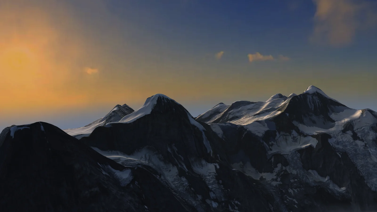 Eiger, Mönch and Jungfrau at dawn, rising out of a sea of clouds